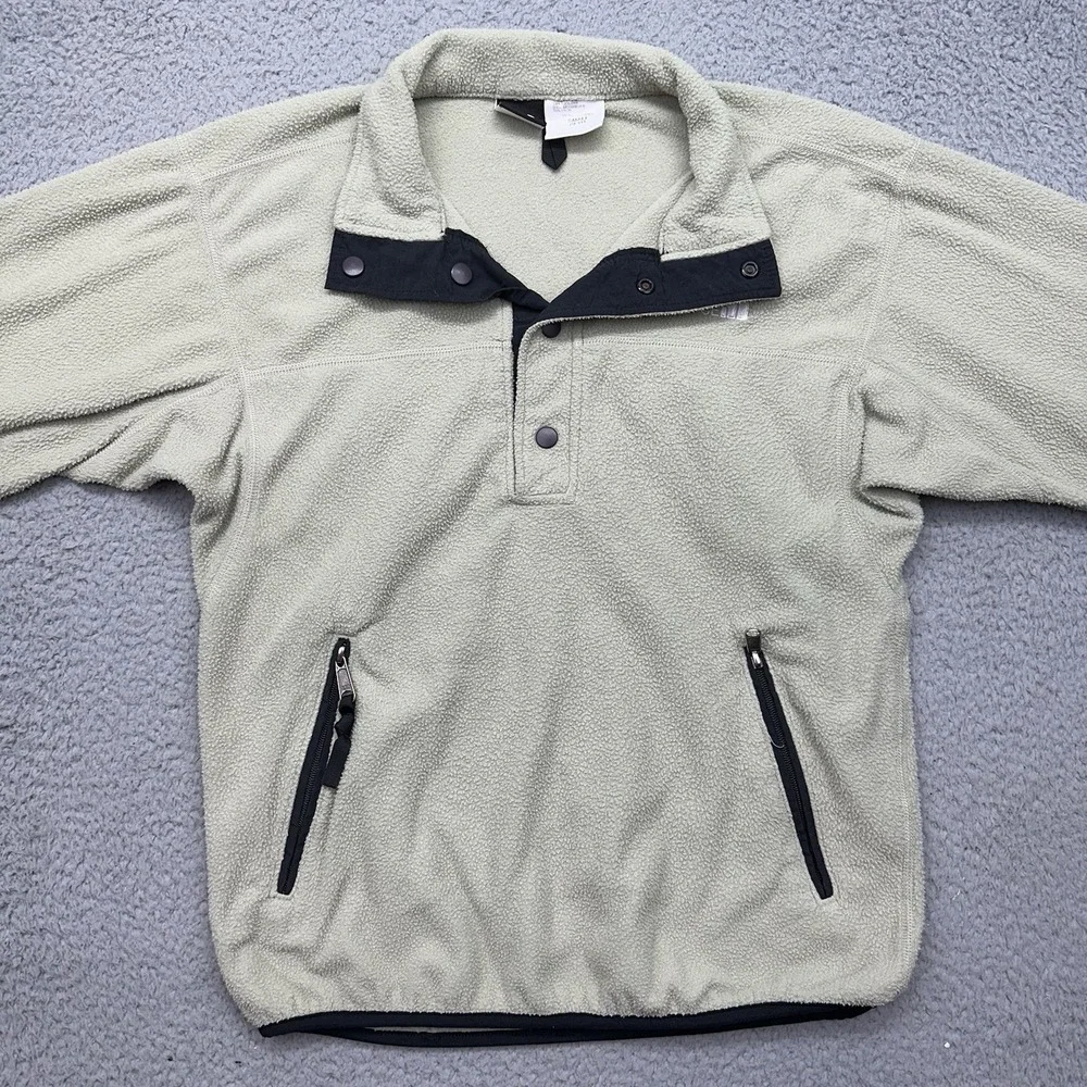 The North Face A24 Mens Small Beige/Black Vintage Snap Fleece Pullover USA Made